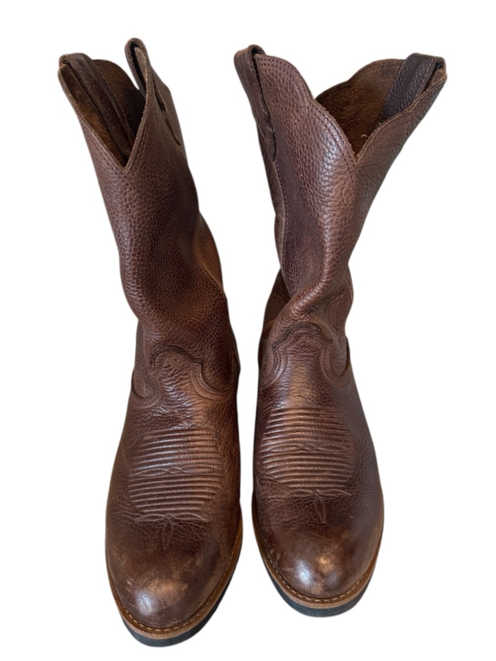 Georgia Mens Farm Ranch Western Brown Leather Work Boots Comfort Care G4743 8.5W